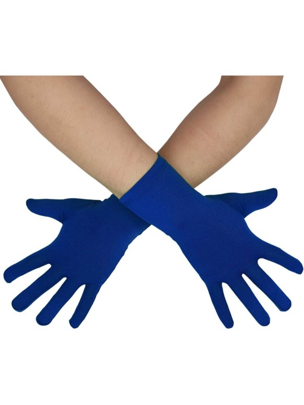 Women's Blue Banquet Party For Halloween Stretchy Spandex Costume Gloves